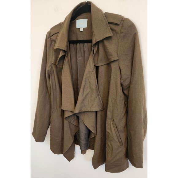 Skies Are Blue Womens Cardigan Jacket Green Military Style Small Draped Front - Picture 2 of 9
